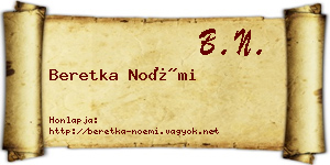Beretka Noémi névjegykártya